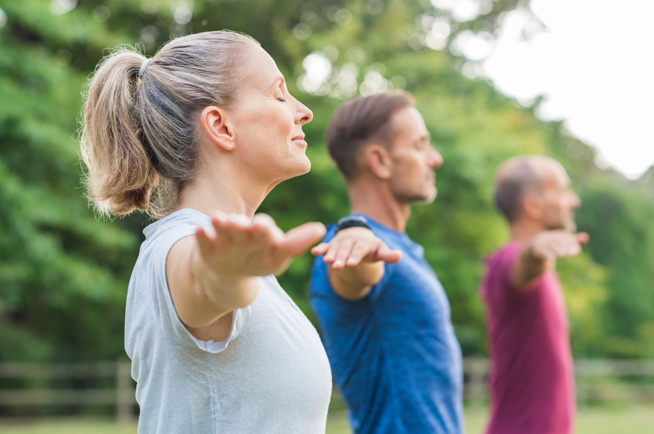 adults performing exercises to dhelp pain management 